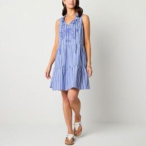 St. John's Bay Womens Sleeveless Striped A-Line Dress, SIZE XXL, 5D-139D006